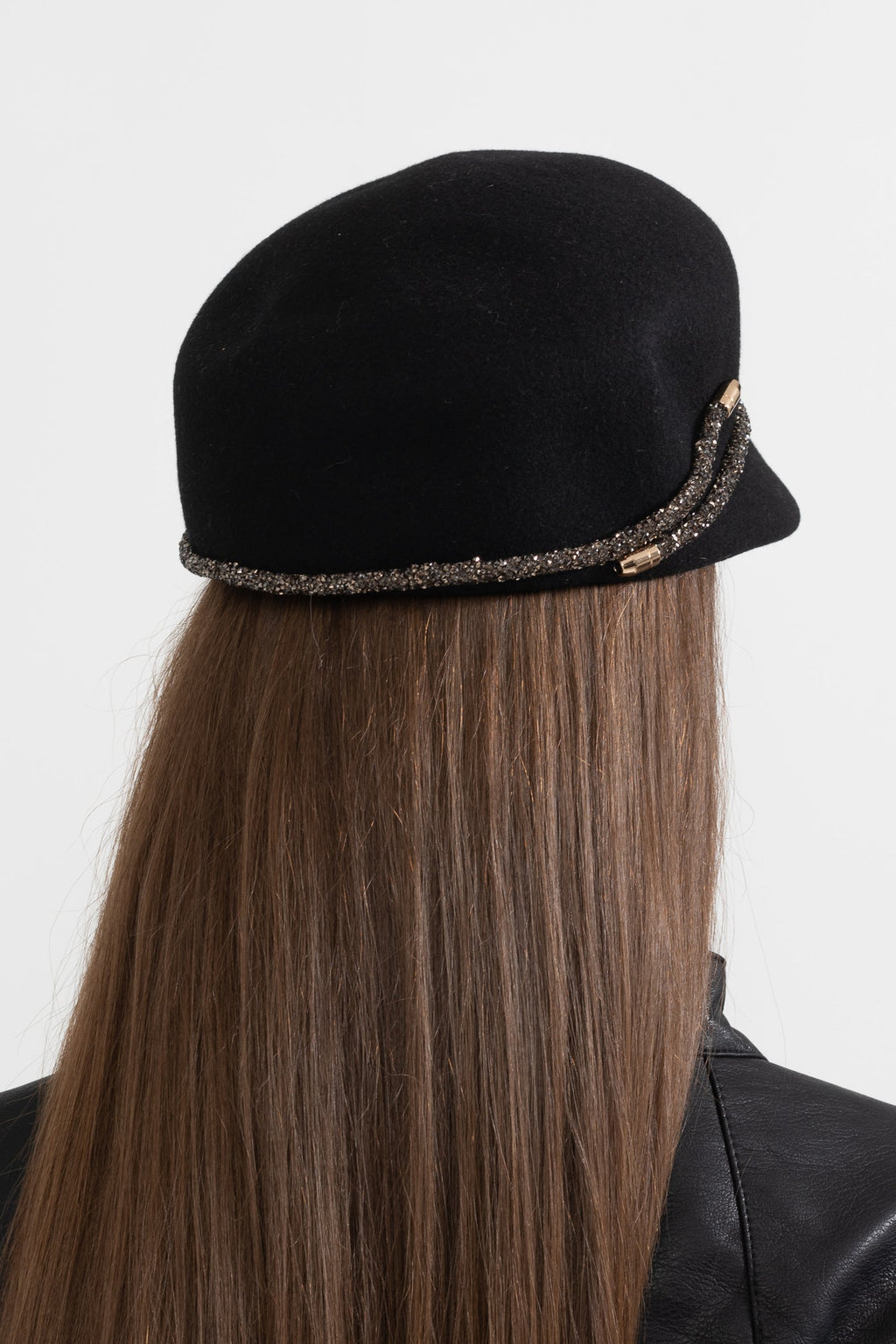 Short Brim Hat With Wrapped Detail - Black Flowering Girl