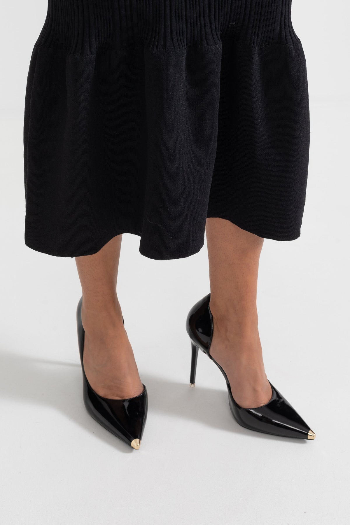 Asymmetric Stiletto Pumps - Black Flowering Girl