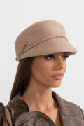 Short Brim Hat With Wrapped Detail - Beige Flowering Girl