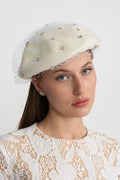 Embellished Wool Beret with Veil – Ivoire Flowering Girl