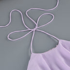 Myriam Purple Halter Flower Maxi Dress