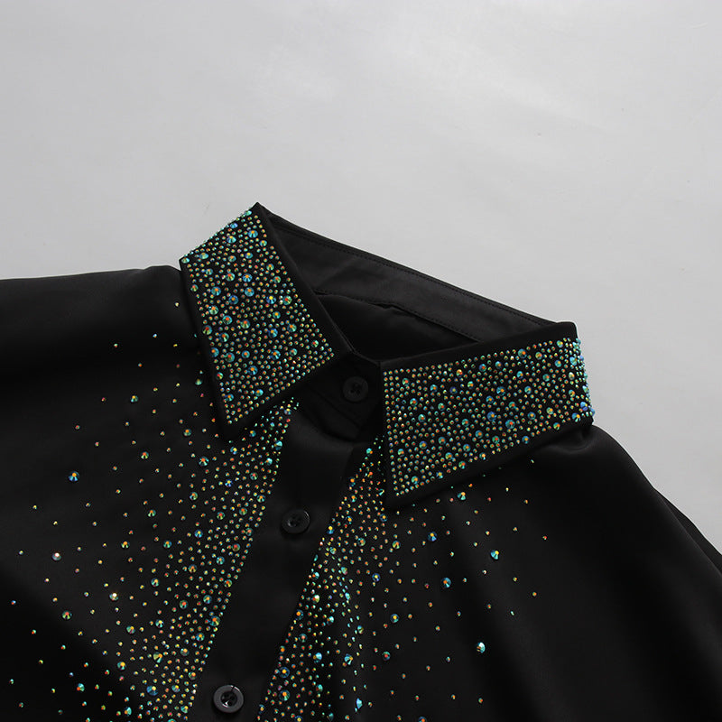 Missy Black Diamante Long Sleeve Shirt