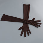 Myna Coffee Halter Pleated Maxi Dress With Gloves