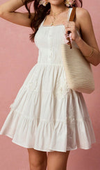 Landy White Pleated Mini Dress Flowering Girl