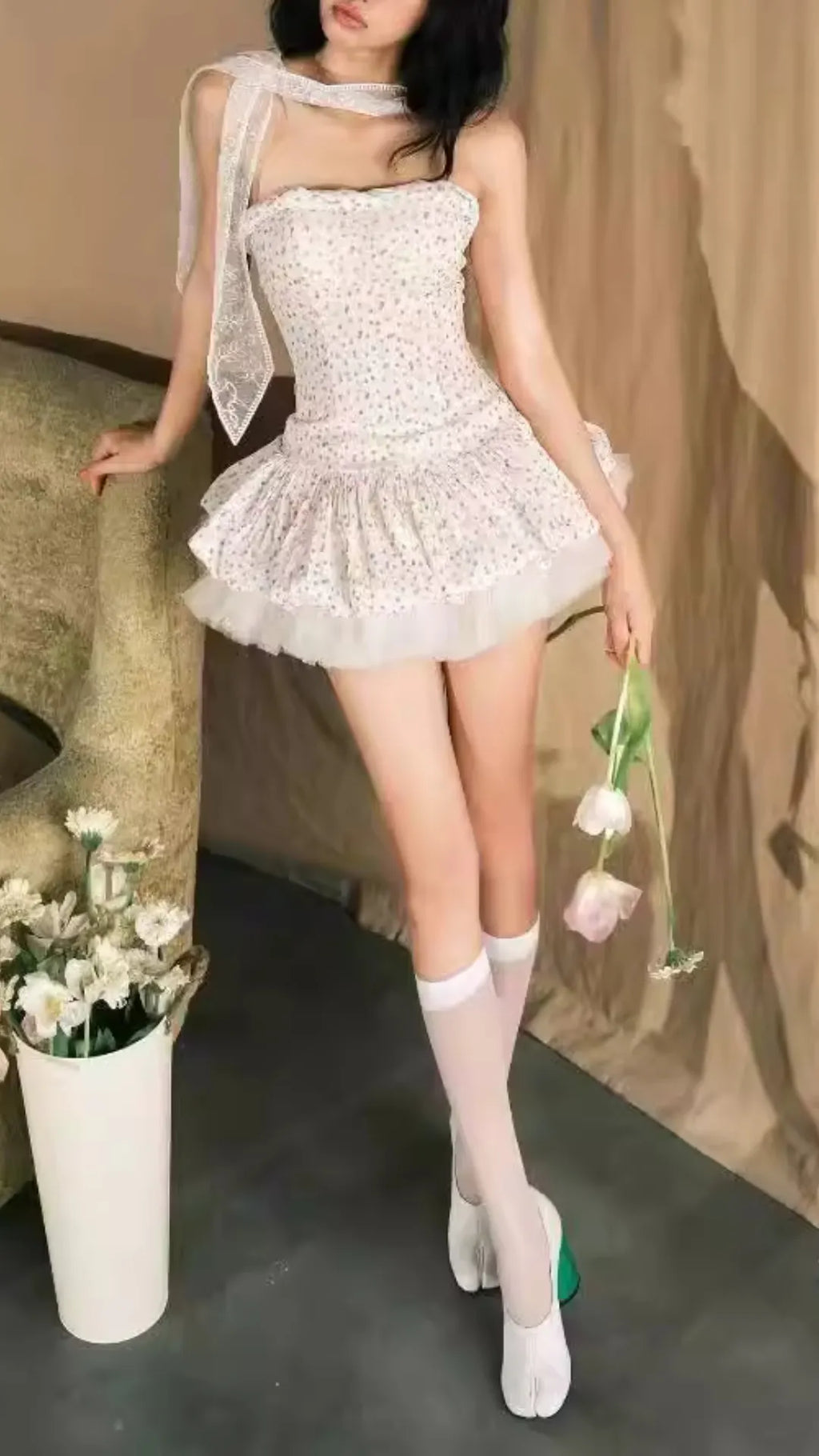 Fiona Strapless Dot Mini Dress Flowering Girl