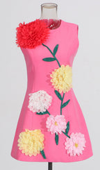 Erica Pink Flower Mini Dress Flowering Girl