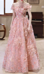 Harmony Pink Flower Sequin Maxi Dress Flowering Girl