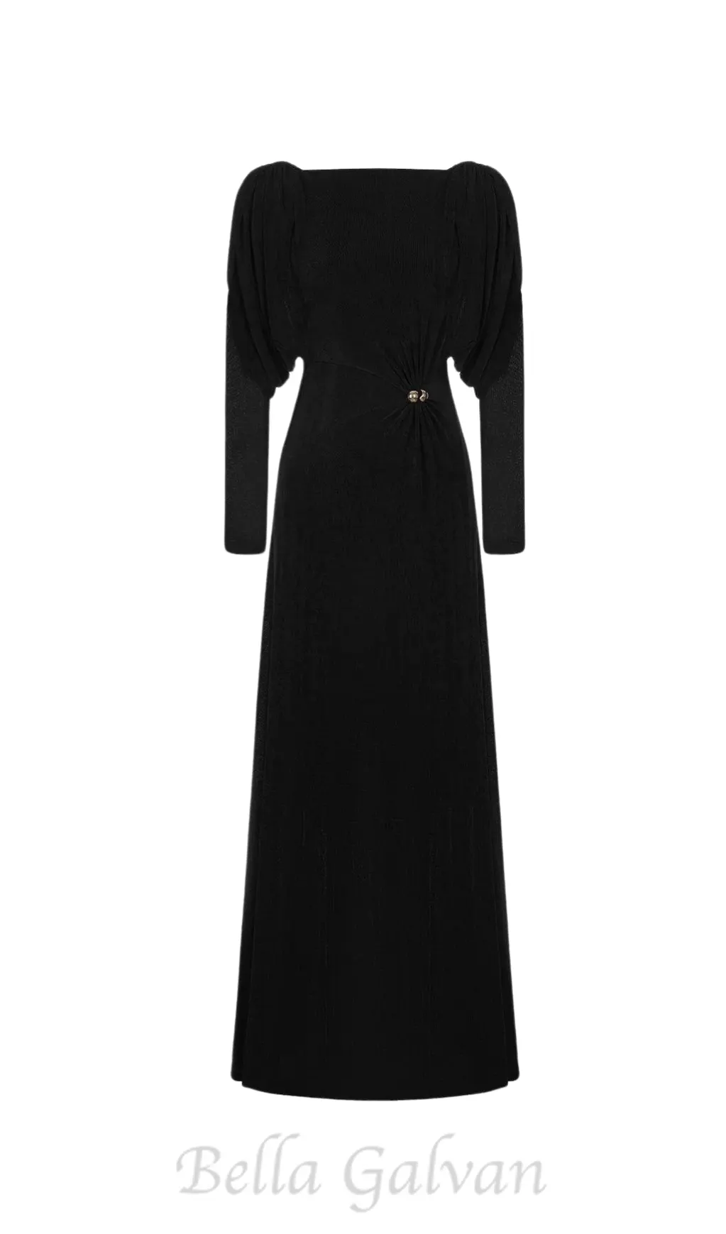 black straight boat neck knitted fabric maxi dress Flowering Girl