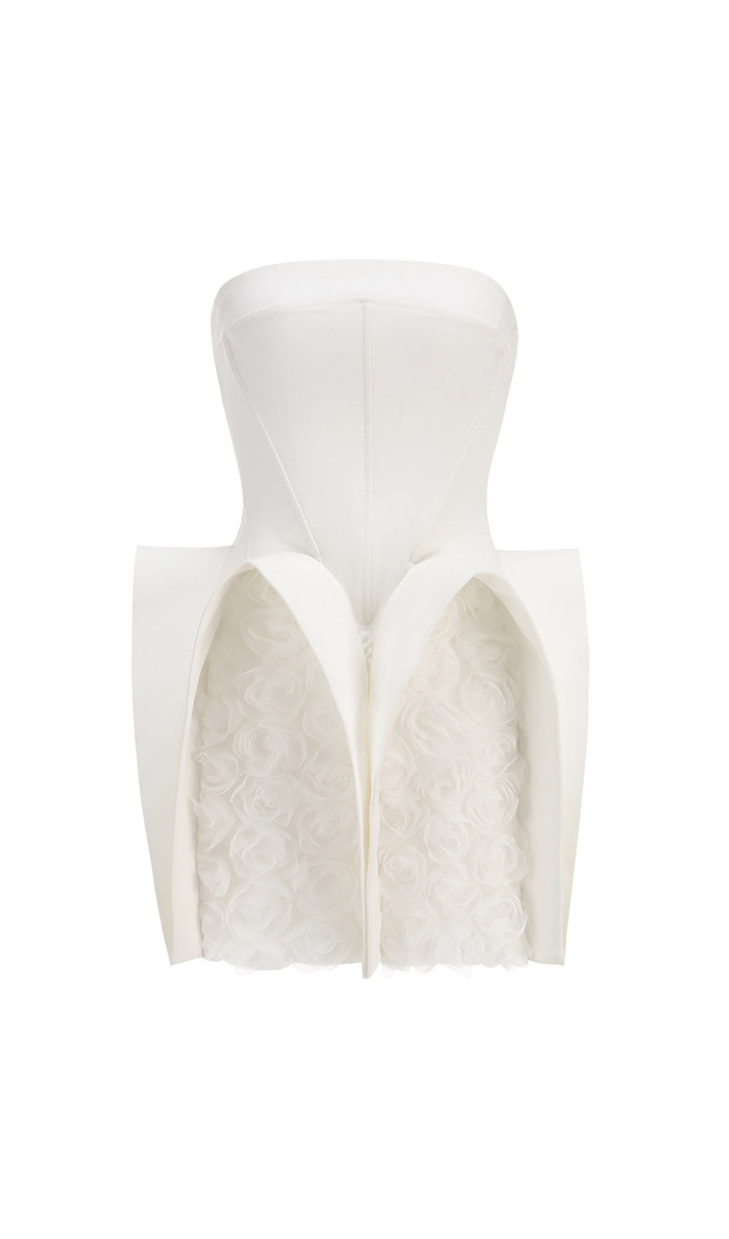 Dietrich White Strapless Flower Mini Dress Flowering Girl
