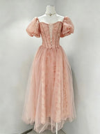 Mahlah Puff Sleeve Mesh Midi Dress Flowering Girl
