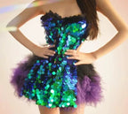 Sparkly Sequins Ruffles Backless Two Pieces Set Flowering Girl