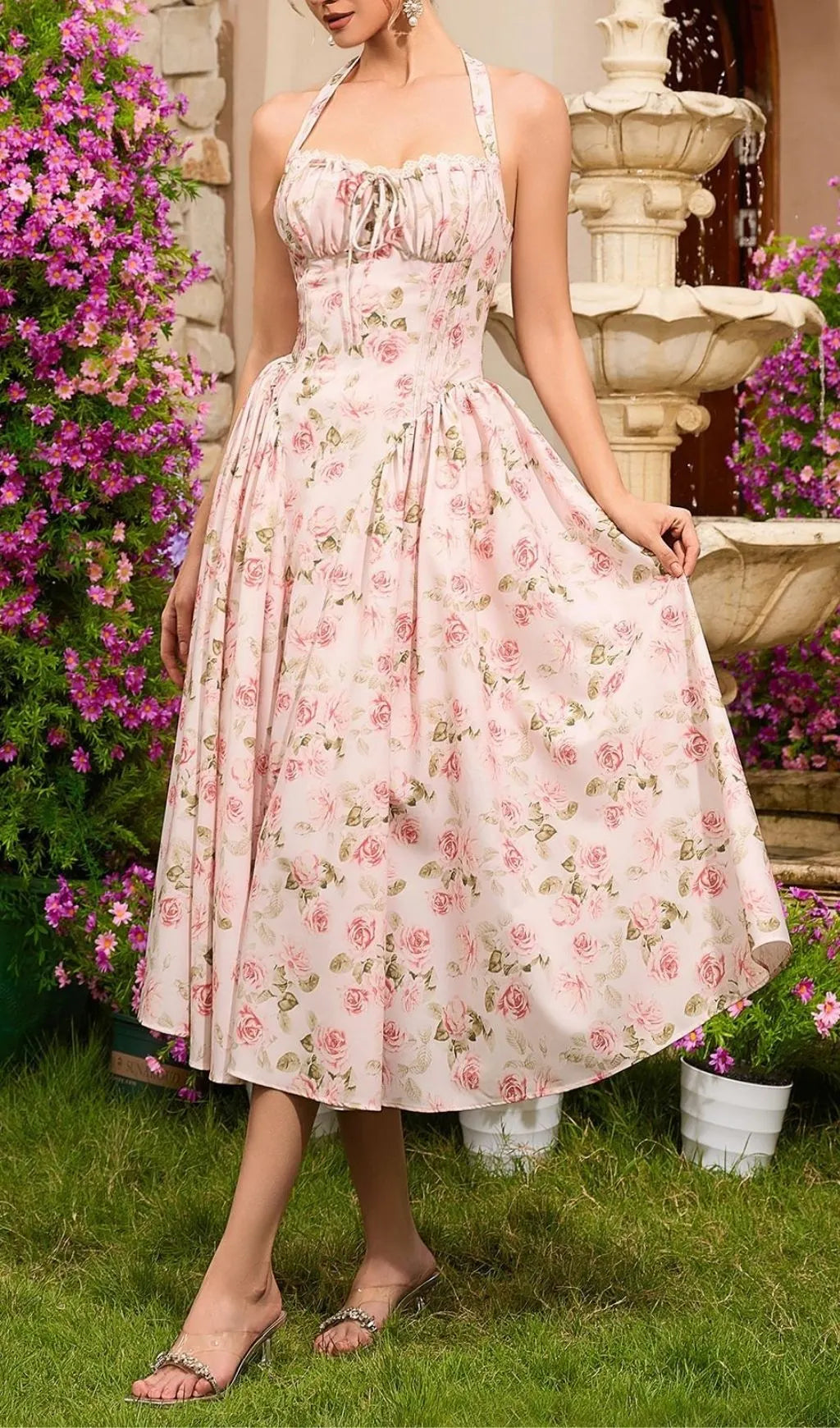 Lakota Halter Floral Midi Dress Flowering Girl