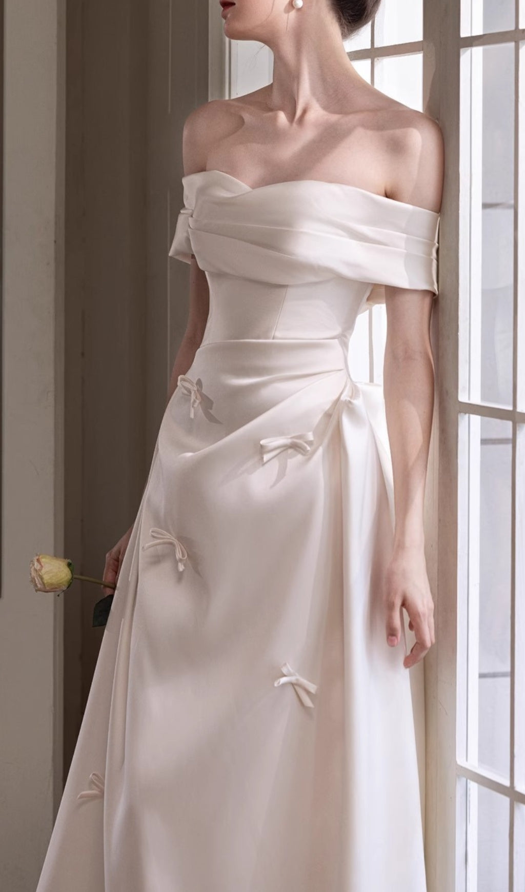 Destiny Off-Shoulder Bow Wedding Dress Flowering Girl