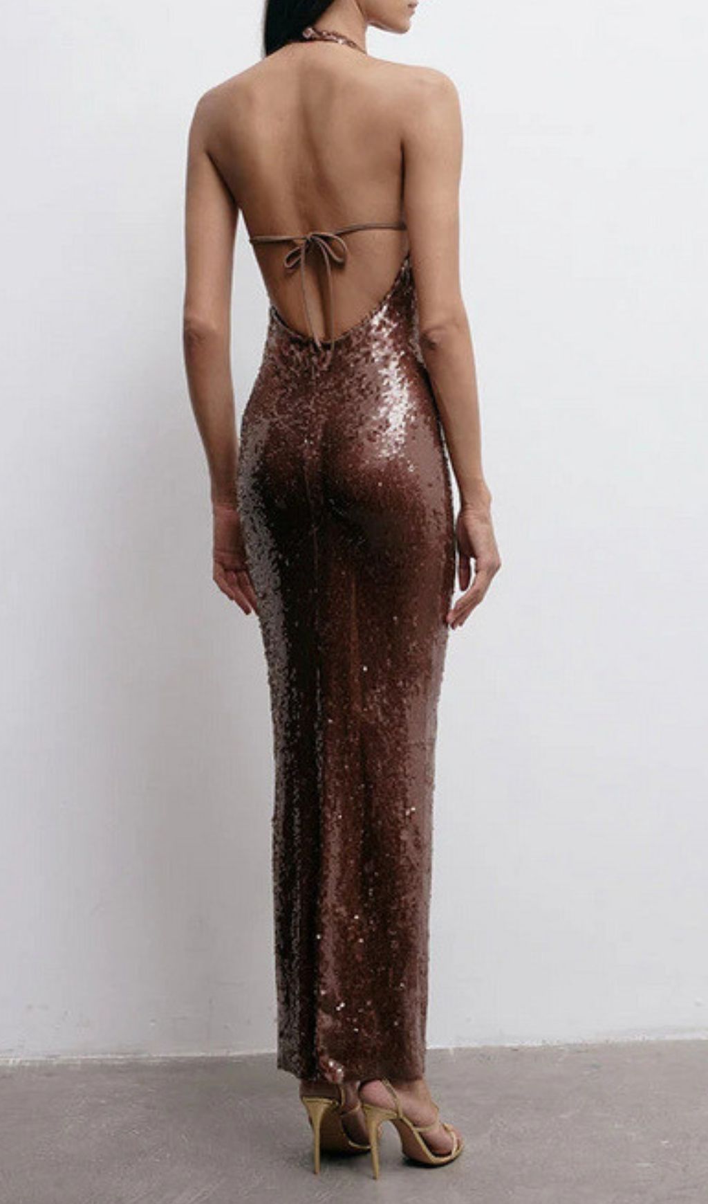 Fathia Halter Backless Sequin Maxi Dress Flowering Girl