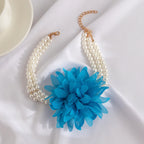 Akshita Blue Pearl Flower Choker Flowering Girl
