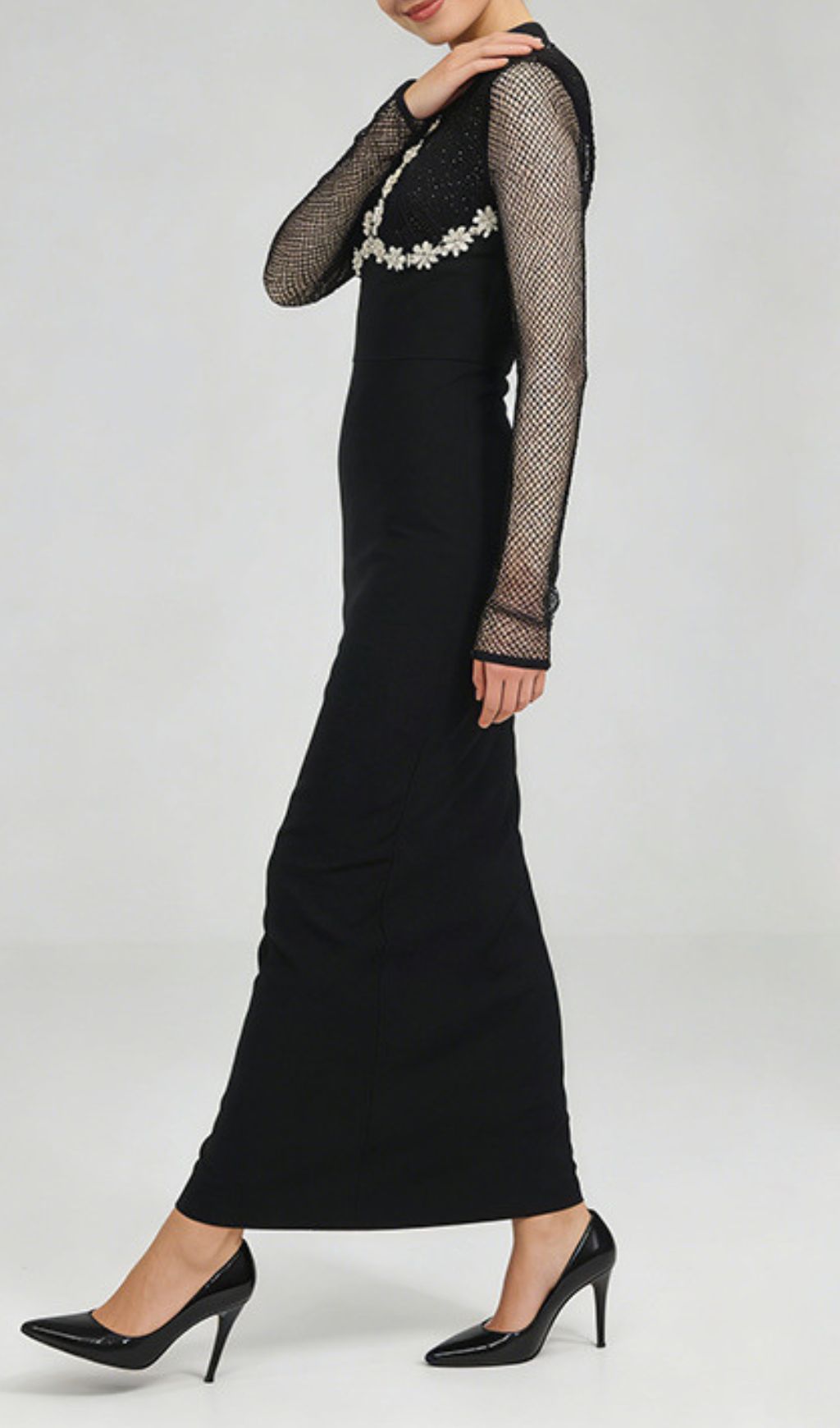 Jaliyah Black Long Sleeve Maxi Dress Flowering Girl