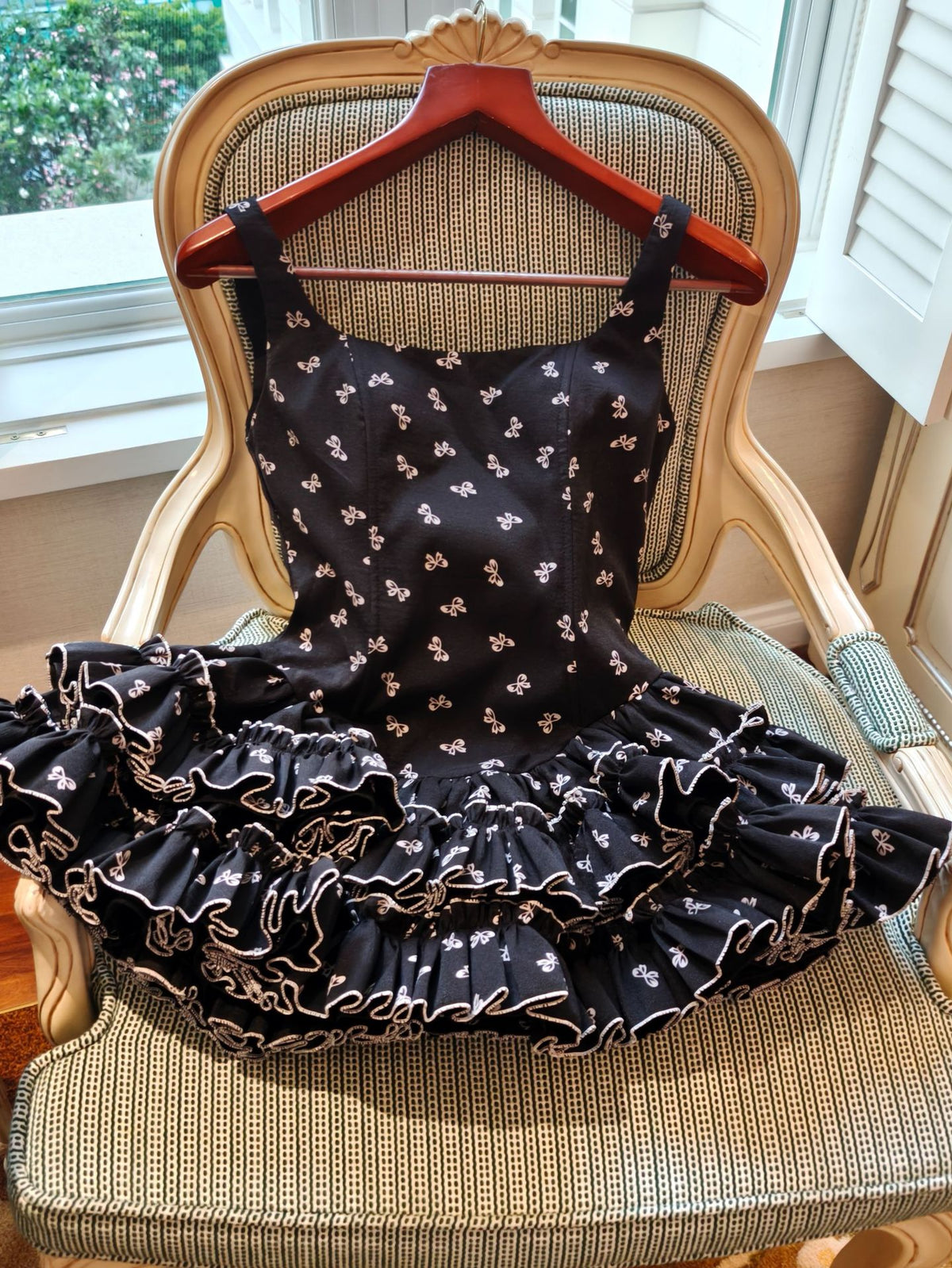 Erela Black Printed A-Line Mini Dress Flowering Girl