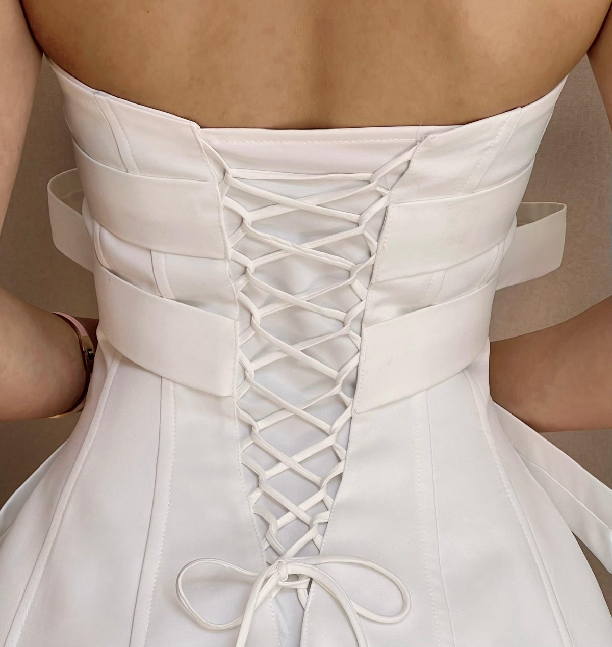 White Bow Embellished Strapless Mini Dress Flowering Girl