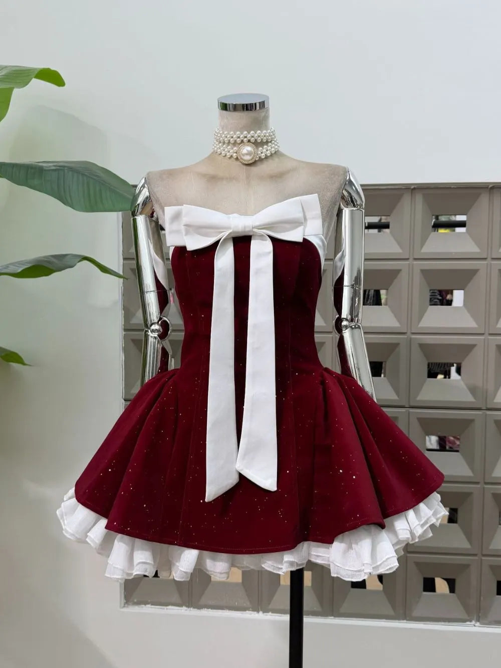 Iola Strapless Bowknot Mini Dress Flowering Girl