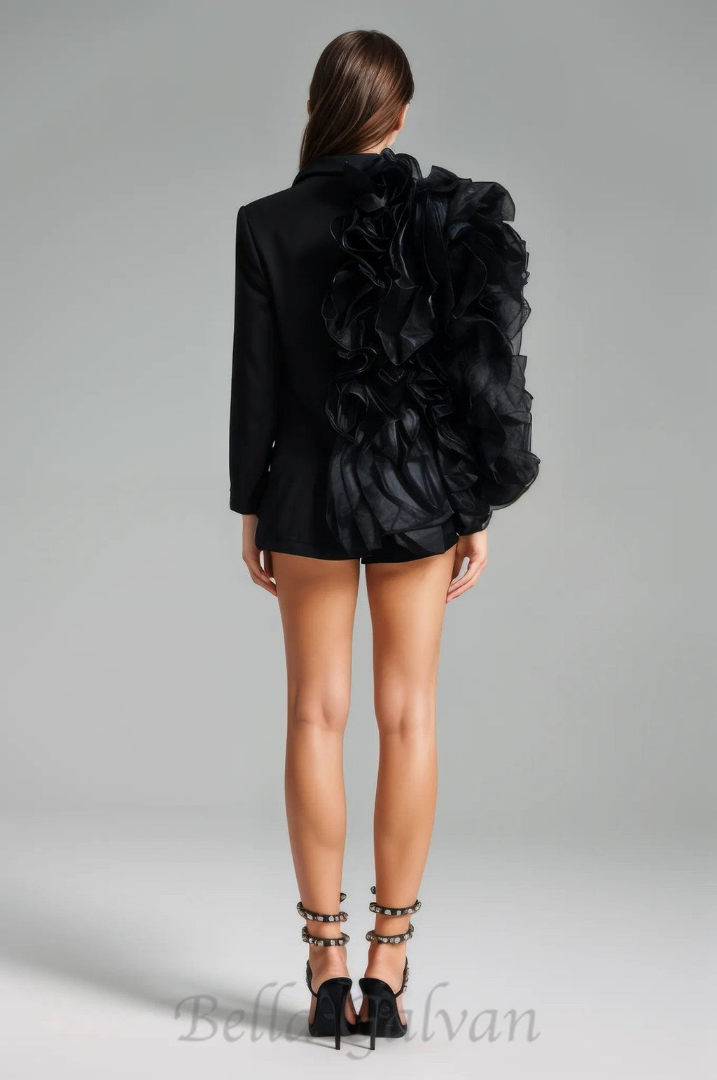 Patchwork Ruffles Chic Blazer in black Flowering Girl