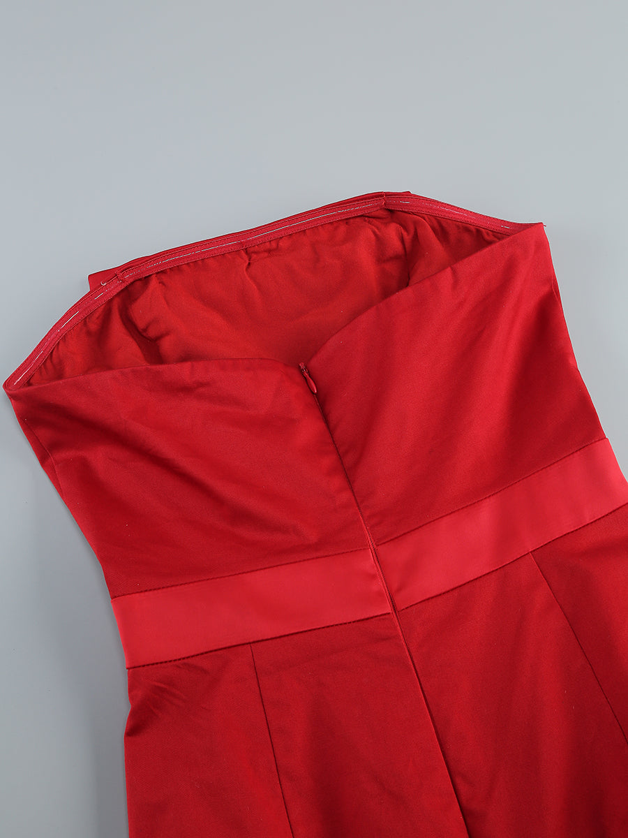 Drea Red Strapless Midi Dress Flowering Girl