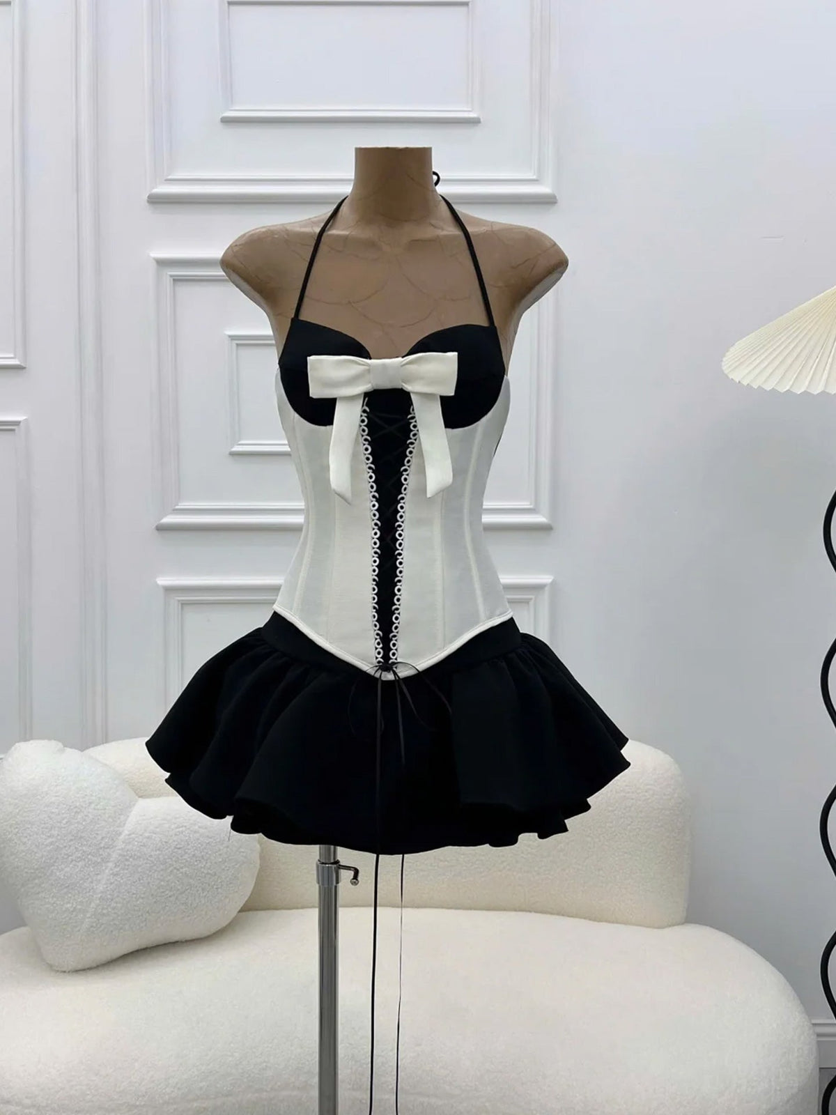 Dominic Halter Black White Patchwork Mini Dress Flowering Girl