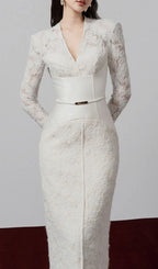Gaia Sheath V-Neck Lace Midi Dress Flowering Girl