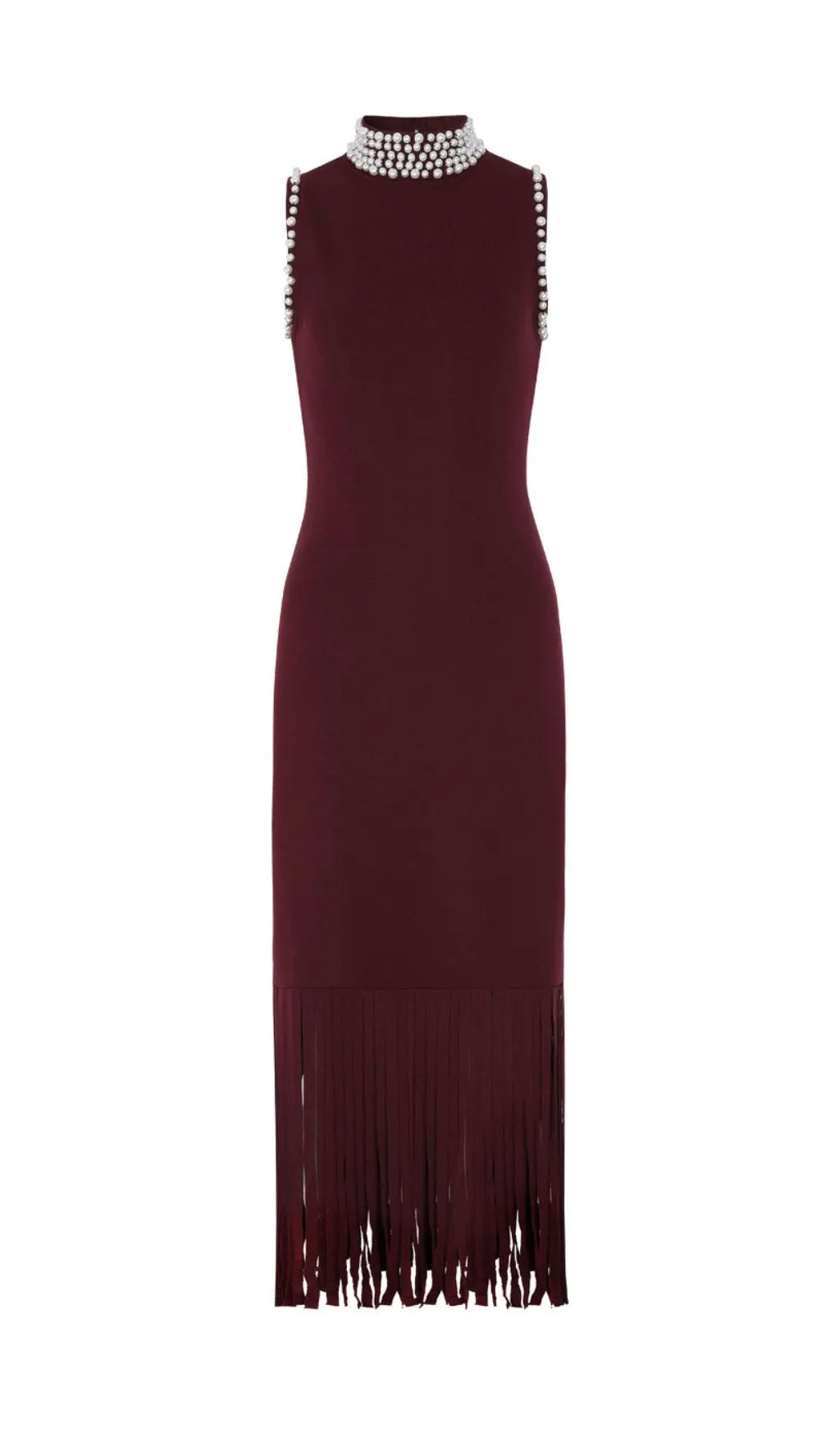 Junko Sleeveless Pearl Tassel Knit Maxi Dress Flowering Girl