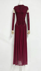 Kiele Wine Ruched Maxi Dress Flowering Girl