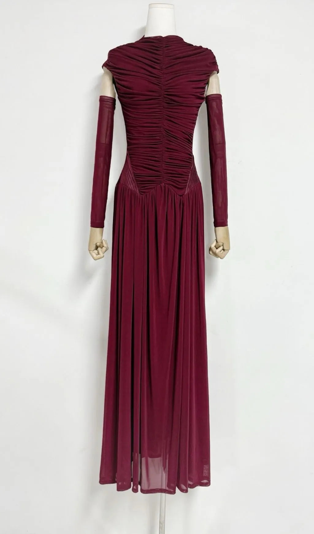 Kiele Wine Ruched Maxi Dress Flowering Girl