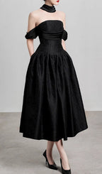 Jela Black Corset Midi Dress Flowering Girl