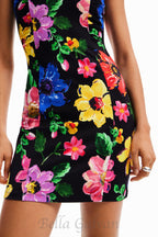 multicolor sleeveless floral mini dress Flowering Girl