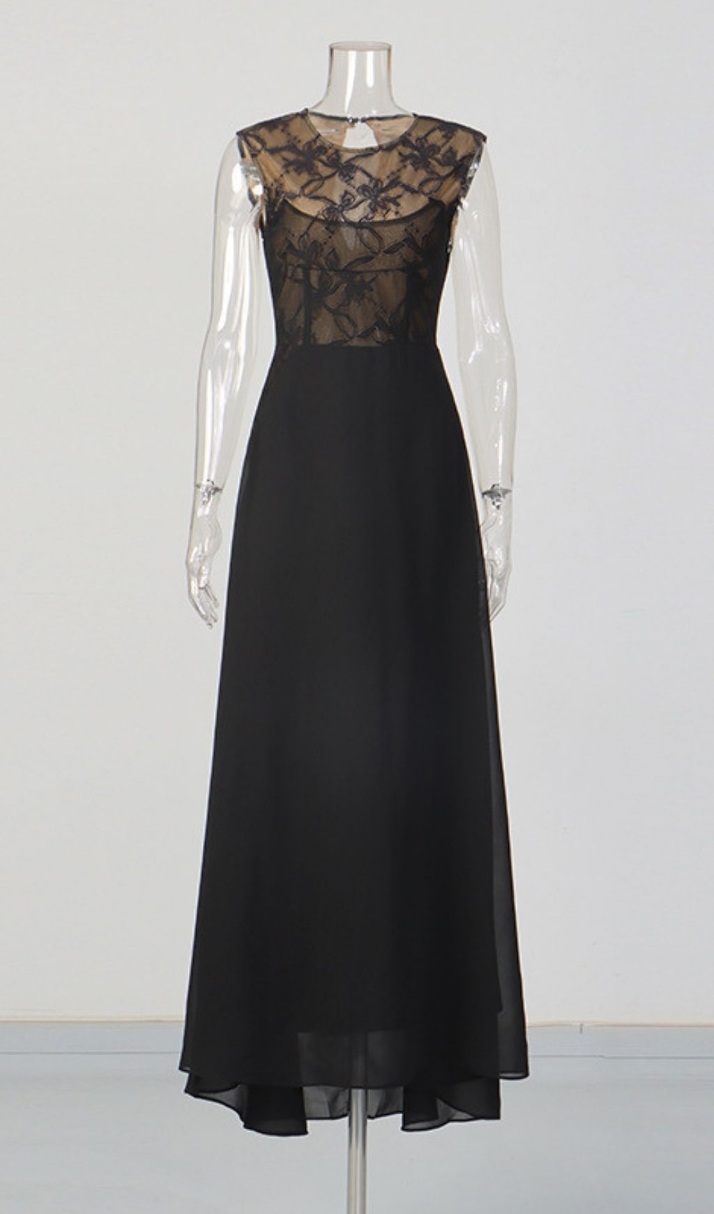 Kensley Black Sleeveless Lace Maxi Dress Flowering Girl