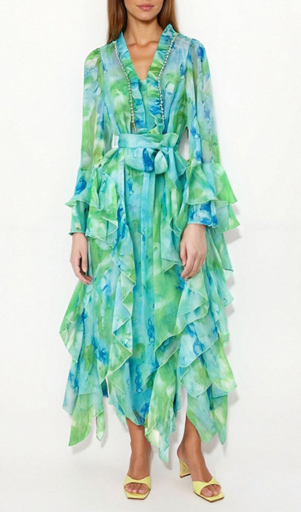 Gillian Printed Long Sleeve Maxi Dress Flowering Girl