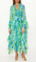 Gillian Printed Long Sleeve Maxi Dress Flowering Girl