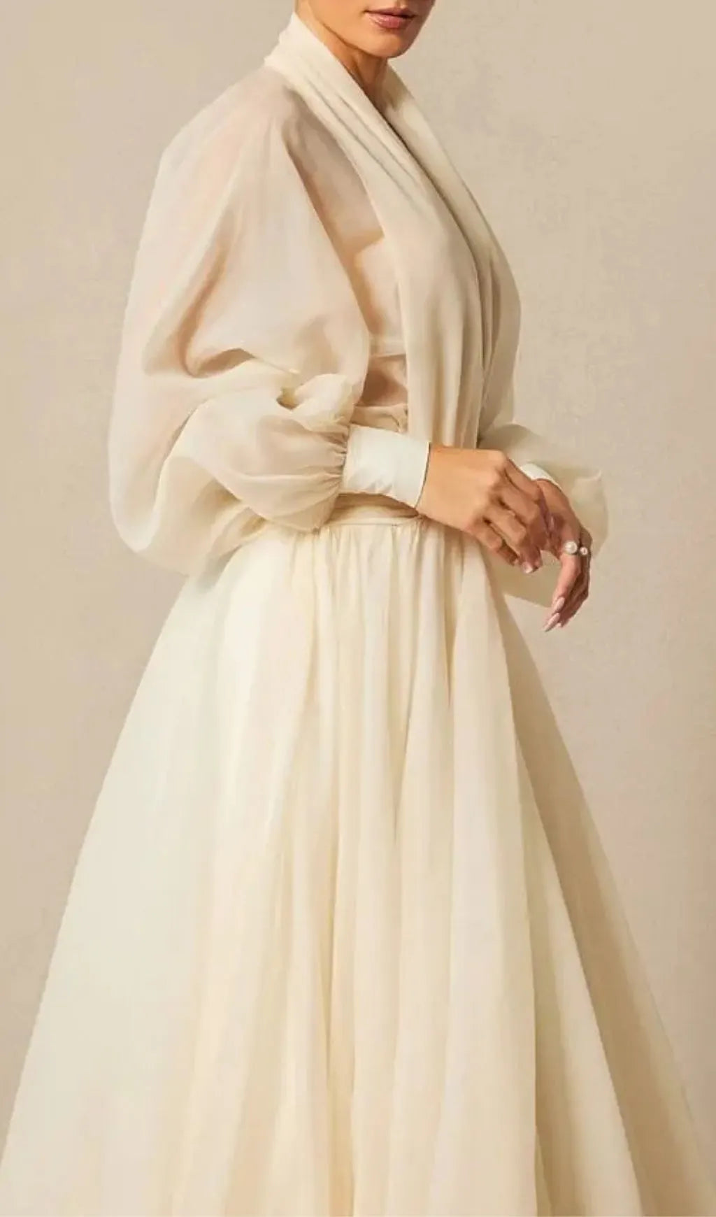 Lilly Deep V Neck Puff Sleeve Maxi Dress Flowering Girl