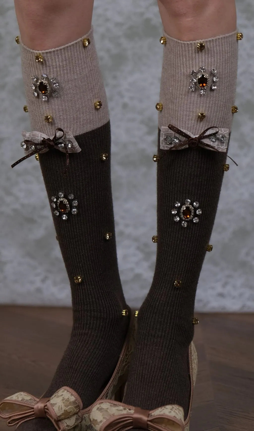 Diamante Embellished Bow Stockings Flowering Girl