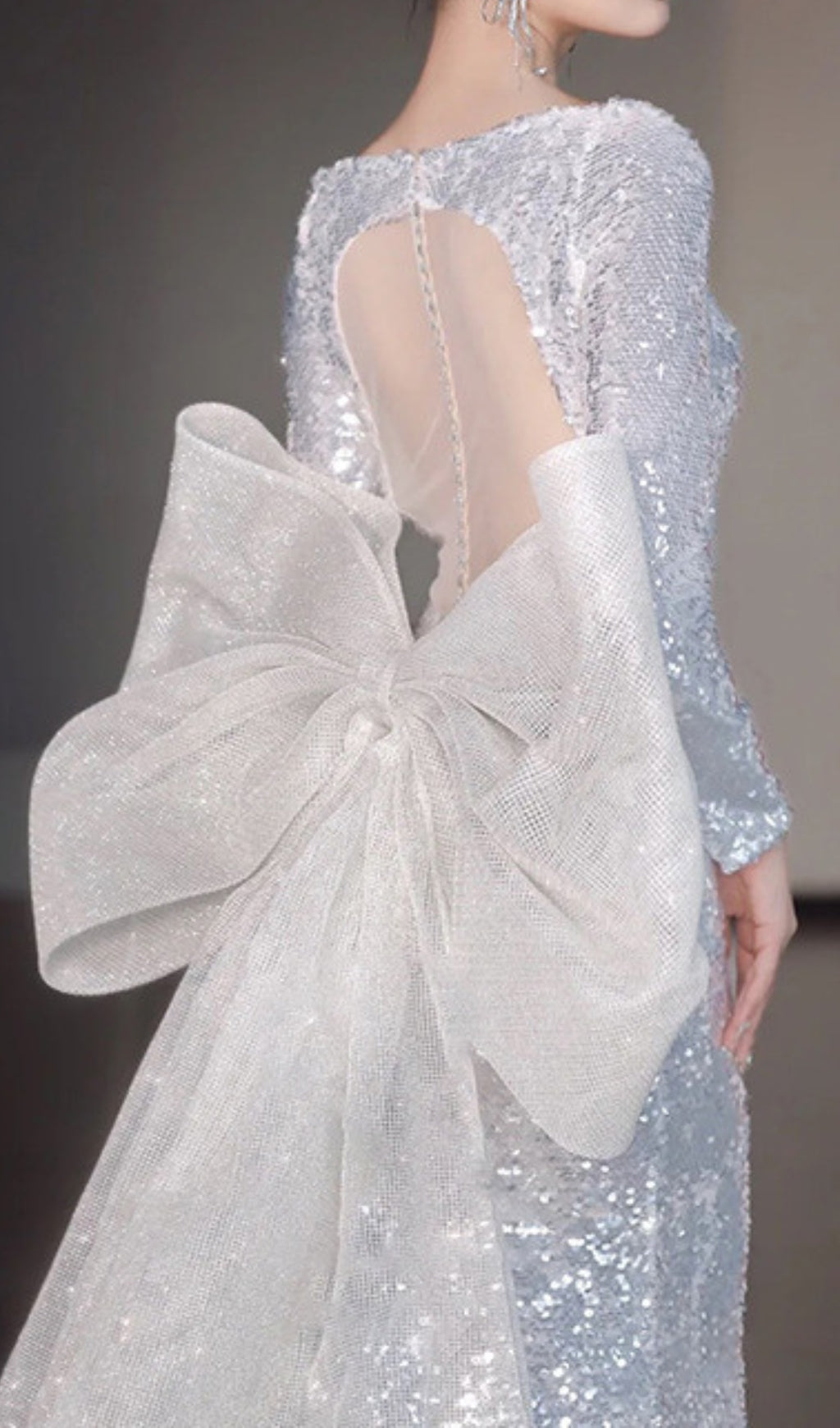 Cyma Sequin Long Sleeve Bow Maxi Dress Flowering Girl