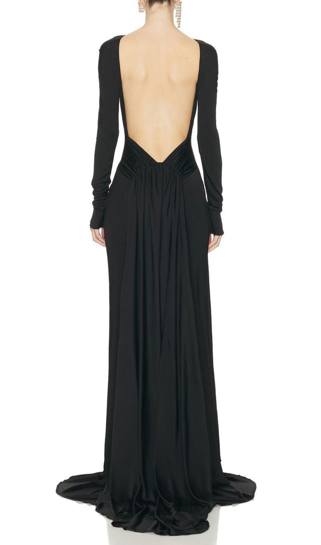 Iiona Black Backless Long Sleeve Maxi Dress Flowering Girl