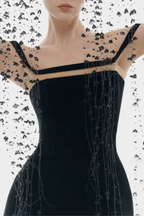 Kassiani Off Shoulder Mini Dress - Black Flowering Girl