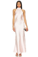 The 'Evianna' Satin Dress In Baby Pink Flowering Girl