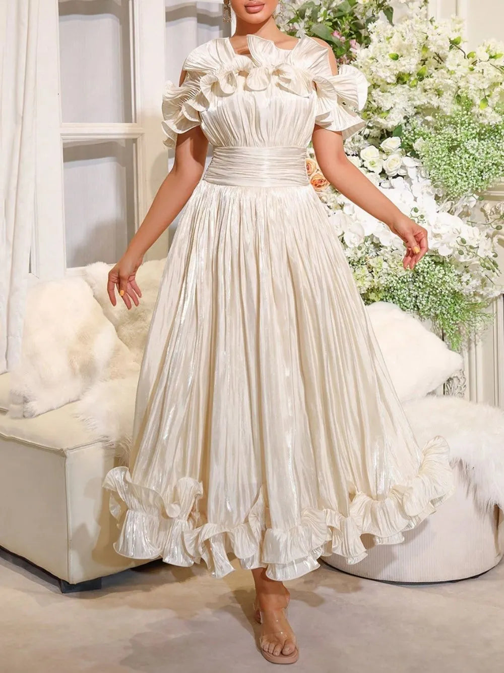 Mako Strappy Ruffle Maxi Dress Flowering Girl