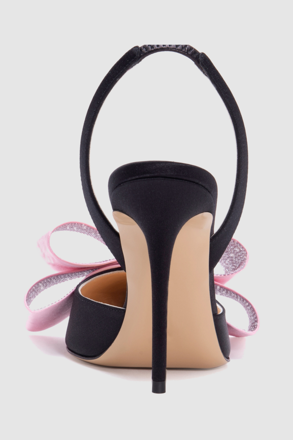 Violeta Bow-embellished Satin Slingback Pumps - Black Flowering Girl
