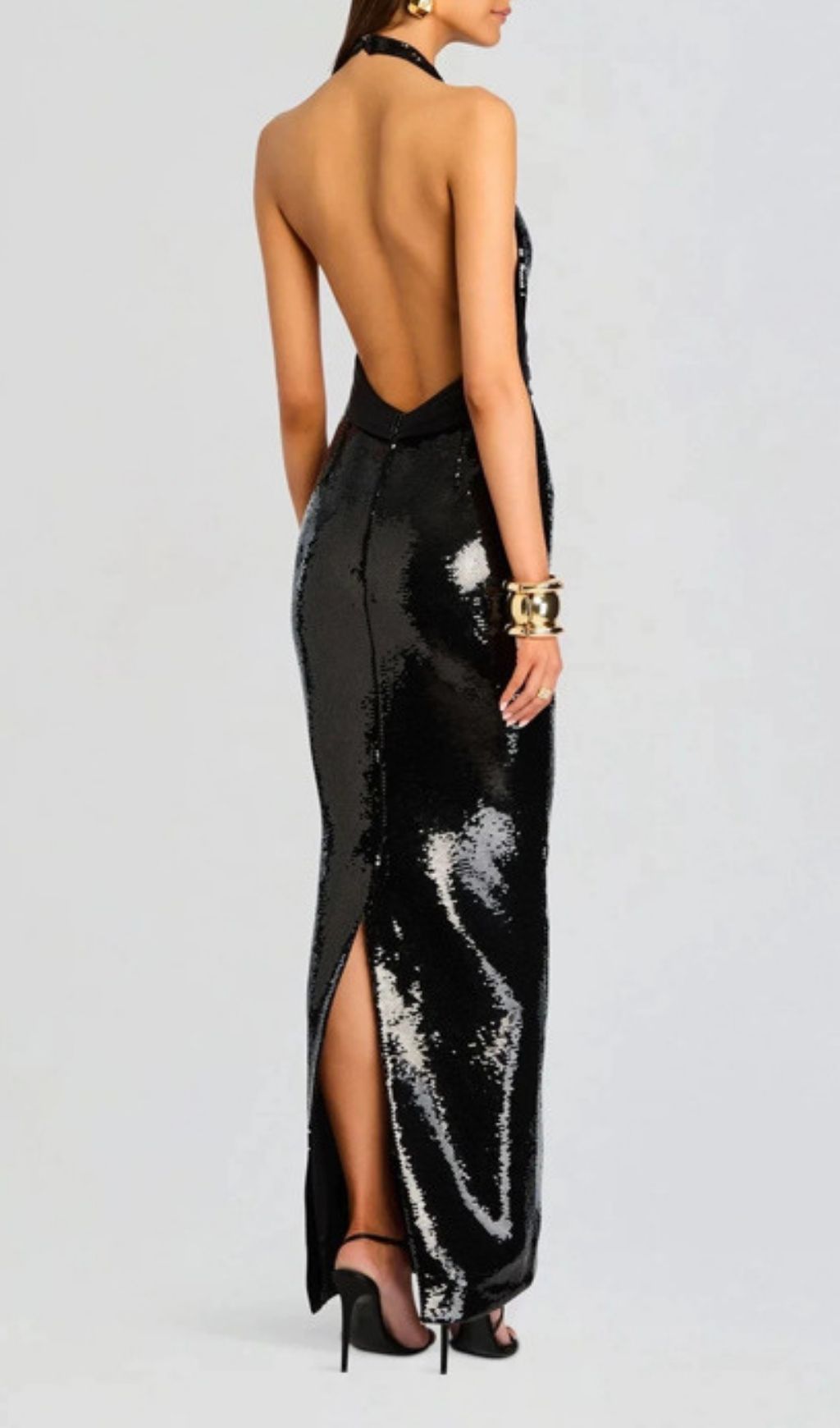 Keva Black Halter Sequin Maxi Dress Flowering Girl