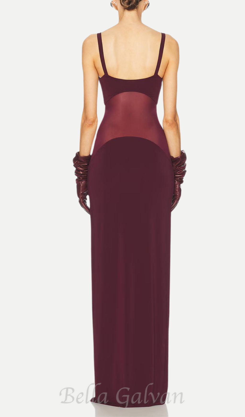 sheer knit curve maxi dress in merlot Flowering Girl