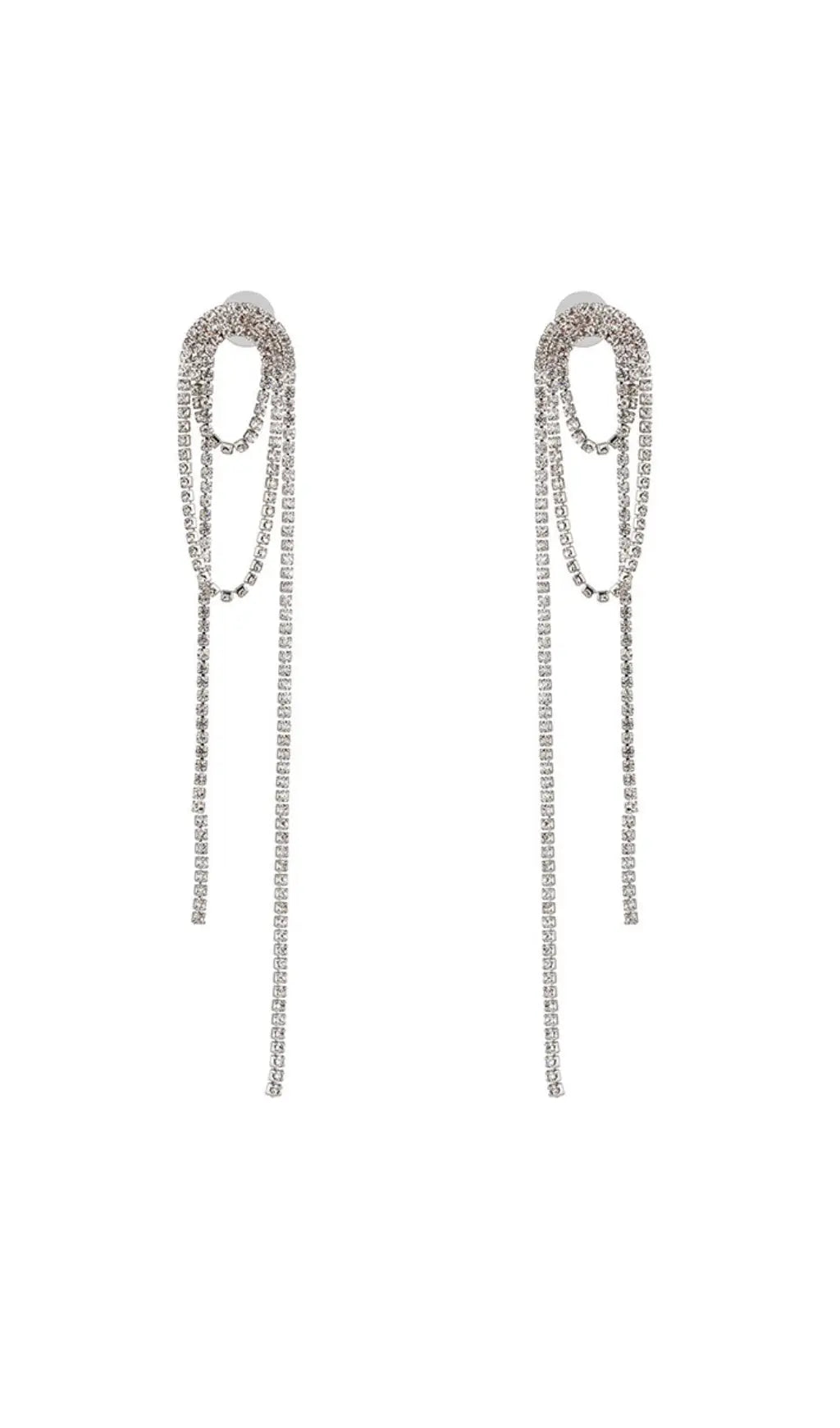 Silver Diamond Tassel Earrings Flowering Girl