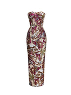 Vivien Fireworks Pattern Sequin Embroidery Strapless Maxi Dress Flowering Girl