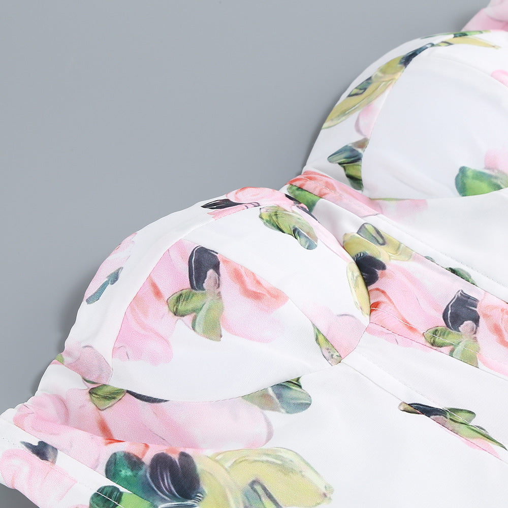 Strapless Floral Split Maxi Dress Flowering Girl