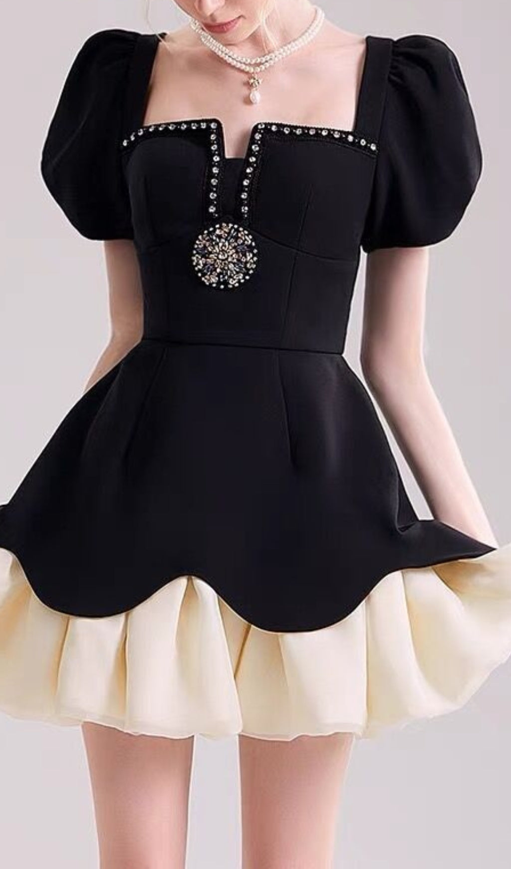 Cayla Black Puff Sleeve Mini Dress Flowering Girl