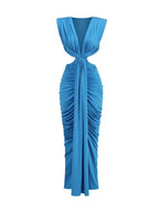Mali Blue Ruched Cutout Maxi Dress Flowering Girl